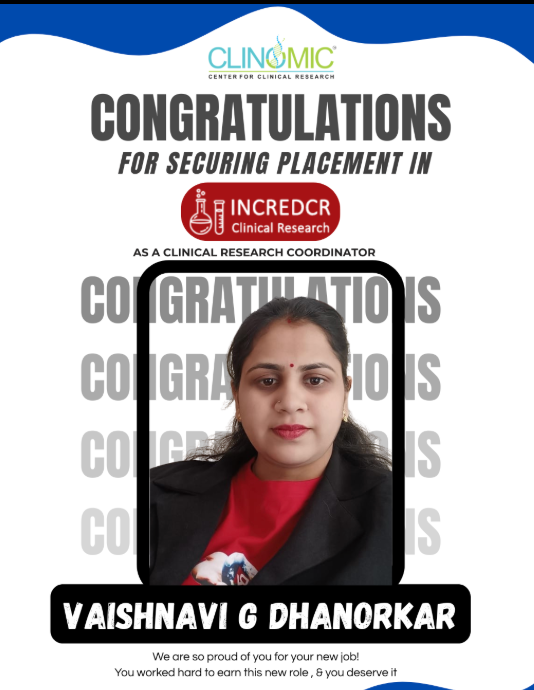 Vaishnavi G Dhanorkar placed as Clinical Research Coordinator at IncredCR Clinical Research